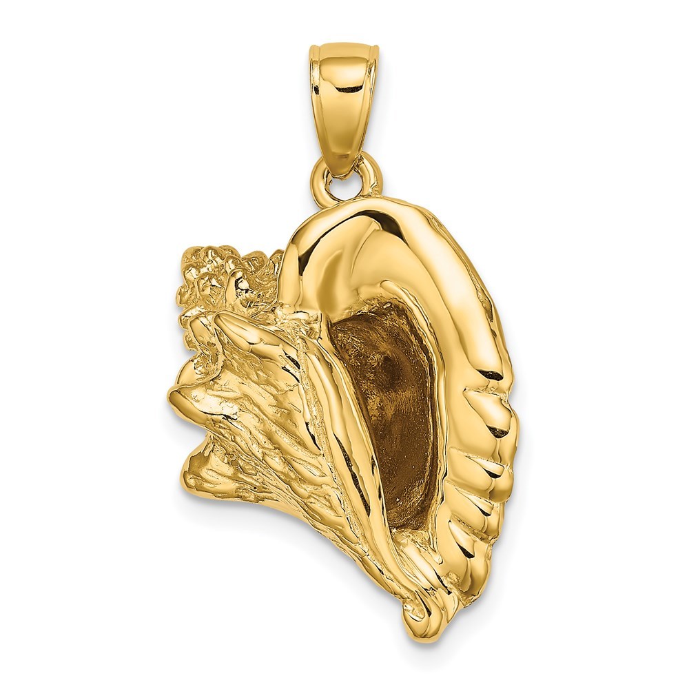 14k Yellow Gold 3-D Conch Shell Necklace Charm Pendant
